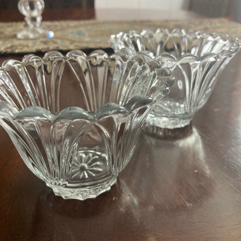 VTG pair of KIG Indonesia clear glass votive cups